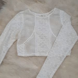 Vitamin A White Crochet Swim Coverup